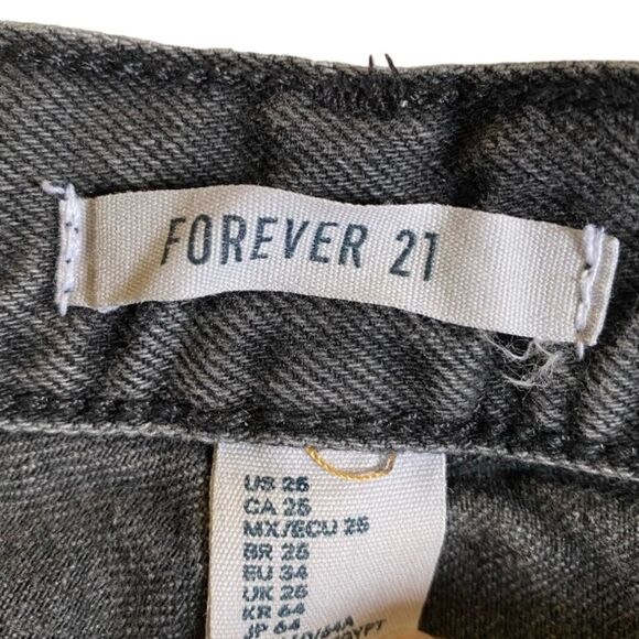 Forever 21 High Waist Mom Jeans Size 25 Faded Black Ripped Distressed Grunge - Picture 14 of 16